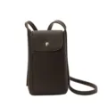 Piccola borsa a tracolla per telefono in pelle marrone, borsa casual semplice ed elegante. - Caffè