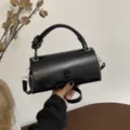 Koreanische minimalistische einfarbige schwarze Handtasche trendige Umhängetasche - Ohne Anhänger / Schwarz