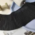 Black pleated chiffon fabric trim for sewing, ruffle lace for skirt hem and crafts decorating. - 11cm / Black