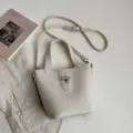 Vrouwen minimalisten emmer tas PU leer schoudertas casual elegante handtas stijlvol nieuw - Zonder hanger / Broken Wit