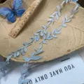 Sky blue polyester embroidered water-soluble lace leaf trim DIY clothing accessories. - 2.5cm / Sky Blue