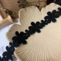 Black flower lace trim milk silk embroidered lace for DIY garment sewing clothing decoration 5cm wide - 5cm / Black