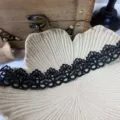 Detalle de encaje negro, bordado calado de 3,5 cm para manualidades DIY, ropa de muñecas, lazos. - 3.50 cm / Negro