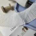 Weiße plissierte Chiffon-Spitzenborte für DIY Nähen Kleidungsstücke Rock Saum Vorhang Dekoration. - 8cm / Weiß