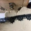 Black lace trim embroidery polyester ribbon for DIY sewing craft dress clothing decor detail - 3.50cm / Black