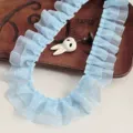 Light blue double layer organza pleated lace trim DIY doll clothes and Lolita cuffs accessory - 4cm / Sky Blue