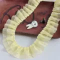 4cm double layer pleated organza lace trim yellow ruffled chiffon ribbon for DIY crafts - 4cm / Yellow
