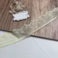 Ribete de encaje bordado de corazon de 5 cm para accesorios de cabello decoracion de munecas - Amarillo