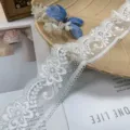 White embroidered lace ribbon 5cm wide trim for DIY craft clothing collar sewing accessories - 5cm / White