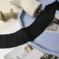 Black pleated chiffon fabric trim lace for sewing skirt hem clothing decoration craft DIY. - 6cm / Black