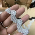 White water-soluble embroidered lace trim 2cm wide for DIY sewing crafts doll clothes decor - 2.0cm / White