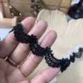 Black 2cm lace trim polyester embroidery DIY craft accessory for dress doll clothing design. - 2.0cm / Black
