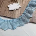 Borde de encaje fruncido azul claro 5cm bordado de corazon material diy ropa accesorio - Azul cielo
