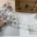 Ribete de volantes de encaje de gasa de 3 capas de 10 cm para vestido de muñeca DIY - Blanco