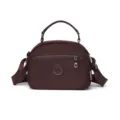Dark brown nylon crossbody bag casual shoulder handbag with top handle for women daily use - Brown