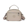 Casual nylon crossbody shoulder bag for women, lightweight solid color daily handbag with strap. - Khaki