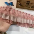 10cm 3-layer chiffon lace ruffle trim pink fabric diy craft clothing decoration accessory - Dusty Pink