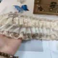 10cm 3-layer chiffon lace ruffle trim for doll dress sewing DIY crafts handmade accessories - Beige