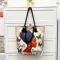 Canvas Tote Tas met Zwarte Vrouw Grafisch, Dikke Touw Handvat Schoudertas - Patroonstijl 1