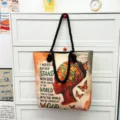 Canvas Shopper Tas met Afrikaanse Vrouw Print Grote Capaciteit Schoudertas Touw - Patroonstijl 4