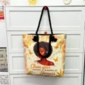 Stijlvolle Canvas Shopper Zwarte Vrouw Print Schoudertas Grote Capaciteit Handtas - Patroonstijl 7