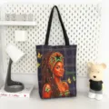 Grote Capacitaeit Canvas Tote Bag Zwarte Vrouw Kunst Print Schouder Tas Strandtas - Patroonstijl 4