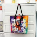 Canvas shopper tas met zwarte touw handgrepen en inspirerende kunstprint grote capaciteit - Patroonstijl 8