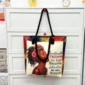 Canvas shopper met zwarte vrouwenprint, creatieve dikke touw handvatten, grote capaciteit. - Patroon Stijl 11