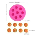Silicone fruit fondant mold detail view, showing dimension specs and small orange cavity shapes. - 8-Hole Half-Peel Orange Mold