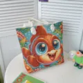 Canvas tote tas met schattig goudvis borduurwerk ontwerp, stijlvolle strandtas voor dames. - Patroonstijl 3
