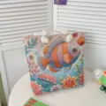 Υfasméni Tsánta Paralias Gynaikeia me Kentima Psarioy Casual Omoy Styl Shopper - Στυλ Σχεδίου 5
