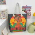 Grote canvas shopper tas met artistiek portret van een vrouw en stevige touwhandvaten voor strand. - Patroonstijl 2