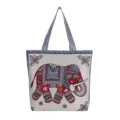 Etnische canvas shopper met rode olifant borduurwerk, casual grote schoudertas voor dagelijks. - Beige Pluche Olifant