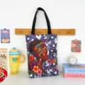 Canvas tote bag for women, large capacity shoulder bag with African woman and flower print. - Pattern Style 3