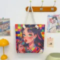 Leuke canvas shopper tas voor vrouwen en studenten, kleurrijke anime meisje print schoudertas. - Patroonstijl 2