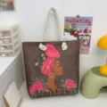 Große Canvas Tragetasche mit stilvollem Kunst-Druck und stabilen Seilgriffen für Damen. - Muster-Stil 6