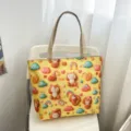 Bolso tote de lona con estampado de dibujos animados, bolso de hombro informal de gran capacidad. - Estilo 9 (Estampado de Dibujos Animados)