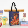 Canvas tote bag with artistic African American woman print, large capacity shoulder bag. - Pattern Style 4