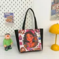 Bolso de hombro de lona con estampado de dibujos animados de moda para mujer, casual. - Estilo 6