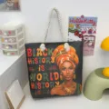 Grote capaciteit canvas shopper tas met modieuze kunstprint en comfortabele touw handgrepen. - Patroonstijl 8