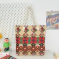 Large capacity woven tote bag with ethnic totem patterns and thick rope handles for women. - Pattern Style 3