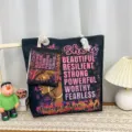 Canvas tote bag with inspiring motivational quotes and stylish black woman art print. - Pattern Style 1
