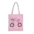 Roze linnen draagtas met fietsprint, casual schoudertas voor studenten en dagelijks winkelen. - Fiets Roze
