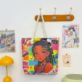 Süße Canvas Tragetasche mit lebhaftem Grafikdruck, modische Schülertasche für den Alltag. - Muster-Stil 7