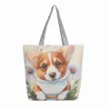 Corgi canvas shopper, grote casual schoudertas, schattige puppy handtas voor dagelijks gebruik. - Veelkleurige Stijl 4 (Corgi)