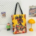 Sac cabas fourre-tout rétro décontracté imprimé fille noire en toile tendance. - Style de Motif 8