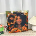 Canvas tote bag set with black girl floral print, stylish shoulder bag and pouch for women. - Pattern Style 3