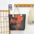 Τσάντα shopper από καμβά αφρικανικής τέχνης με θήκη, μεγάλη γυναικεία τσάντα ώμου. - Στυλ Σχεδίου 9