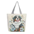 Lässige Canvas-Umhängetasche mit süßem Hundemuster, große Alltagstasche für Damen. - Mehrfarbiger Stil 9 (Berner Sennenhund)