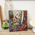 Canvas shopper tas met kleurrijke olieverf bloemenprint, casual schoudertas voor dames dagelijks - Patroonstijl 4